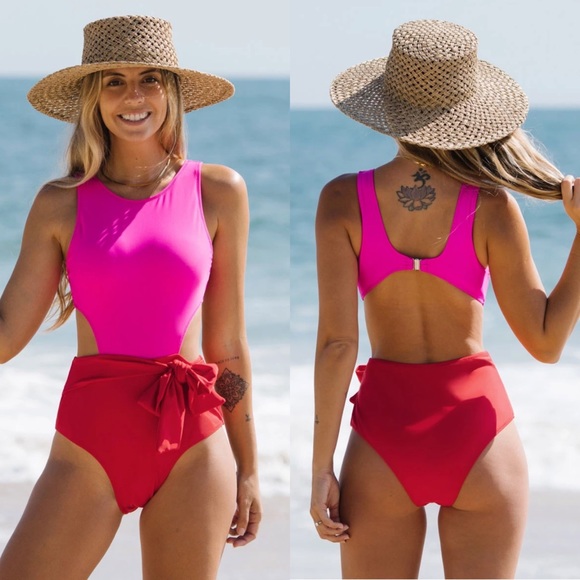 popvil Other - Popvil • Waist Cutout Rose Red One-piece Swimsuit